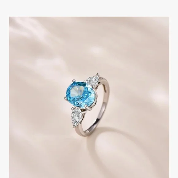 Blue Gemstone Silver Ring - Picture 2 of 10